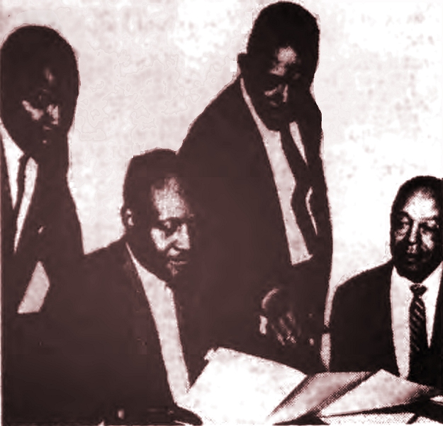 buddy bowser, teddy mcrae, eddie wilcos and charles l. cooke at an mwc meeting in 1953