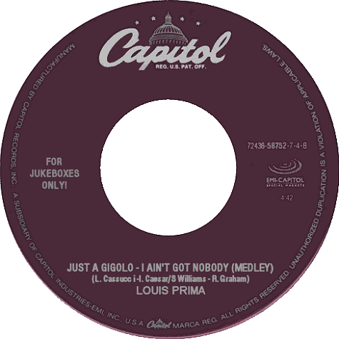 just a gigolo/i ain't got nobody disc by louis prima