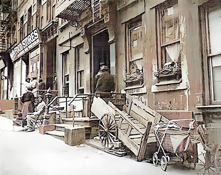 a street scene from san juan hill in new york city around 1910