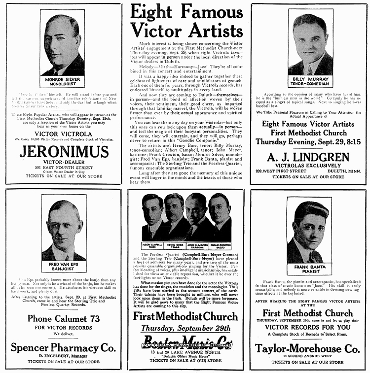 eight famous victor artists advertisement from 1921
